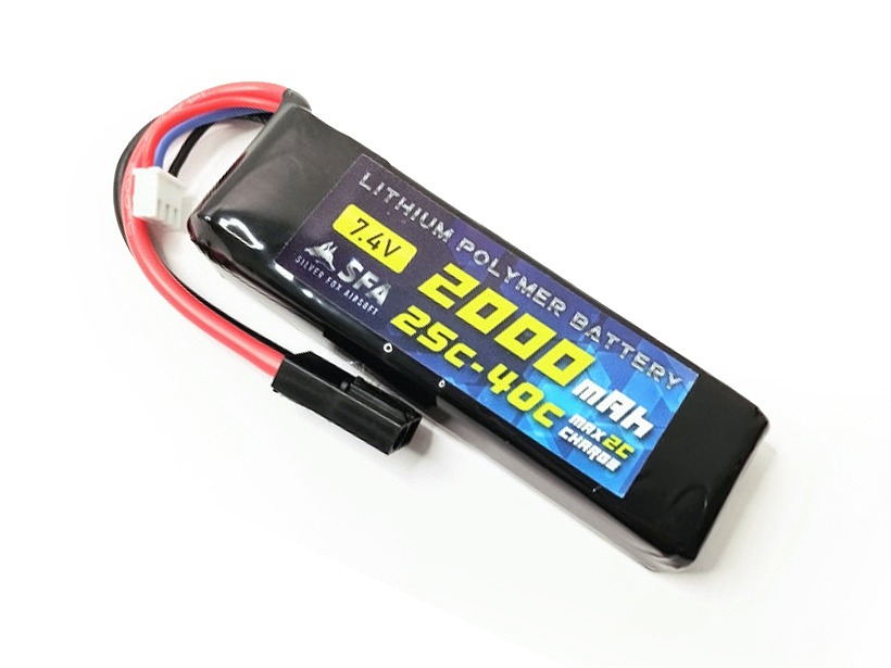 [SFA] LiPoバッテリー 7.4V 2000mAh 25C-40C ミニタイプ コネクタ各種 SA-B016 (新品～新品取寄)