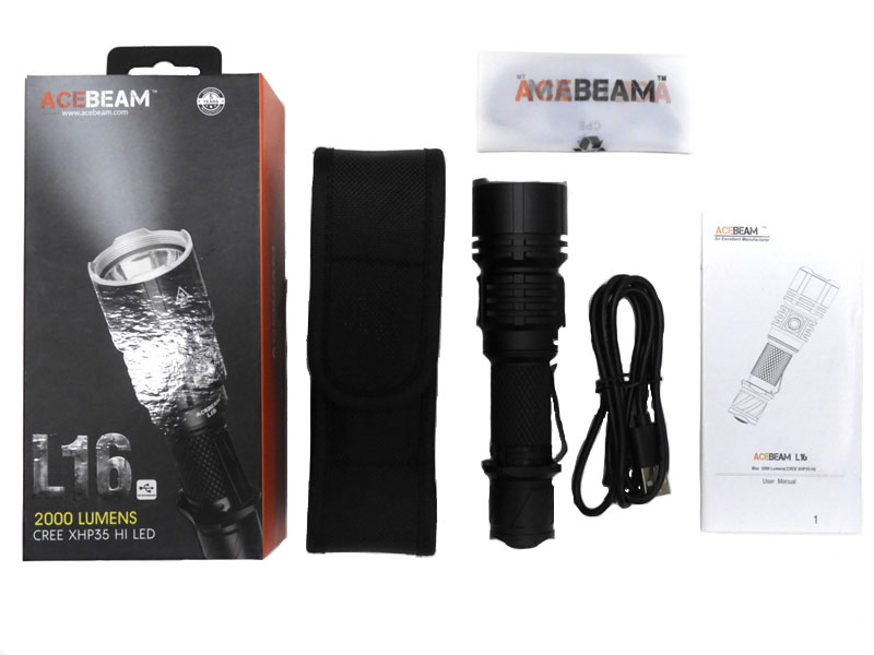 [ACEBEAM] L16 CREE XHP35HI搭載 タクティカルフラッシュライト (中古)