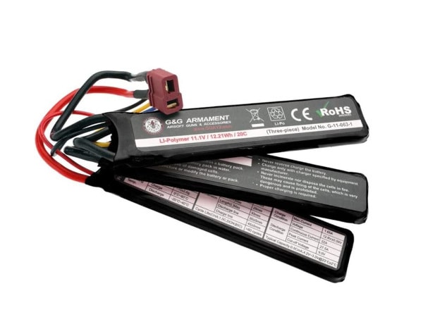 [G&G]  Ｔコネクタータイプ リポバッテリー G-11-063-1 11.1V 1100mAh Dean Plug LiPo Battery - Short Tri-Panel type (新品取寄)