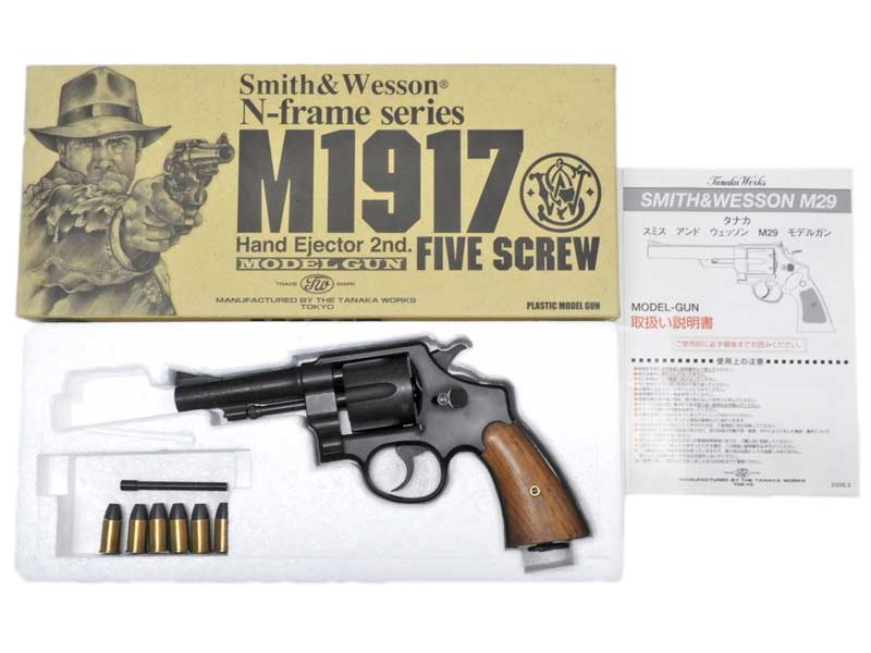 [タナカ] S&W M1917 HE2 ファイブスクリュー 発火モデルガン 木製グリップカスタム (中古)