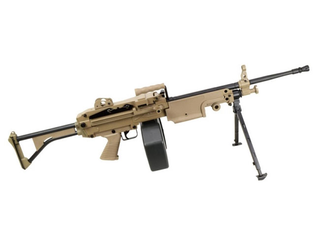 A&K] M249 MINIMI/ミニミ MKI TAN/デザートカラー (中古)｜エアガン.jp