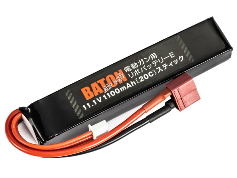 [BATON] LiPoバッテリー 11.1V 1100mAh 20-40C スティックタイプ T型コネクタ 電動ガン用LiPoバッテリー (新品)