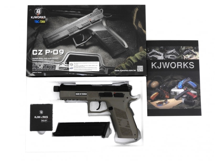 [KJ WORKS] CZ P-09 DUTY メタルスライド&サイレンサーアウターバレルVer. TAN/タンカラー (新品)