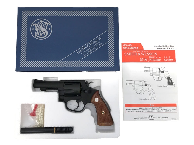 [タナカ] S&W M36 チーフスペシャル 3インチ スクエアバット HW ver.2 ガスガン (新品)