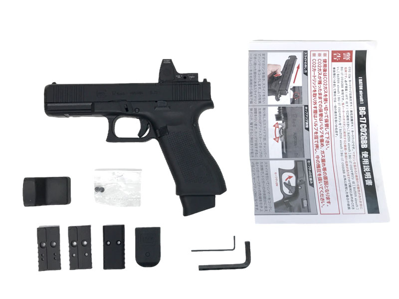 [BATON airsoft] BG-17 Co2 GBB/ガスブローバック Trijicon RMRタイプドットサイト付き マガジンバンパーカスタム (中古)